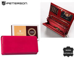 Duzy skorzany portfel damski na zatrzask