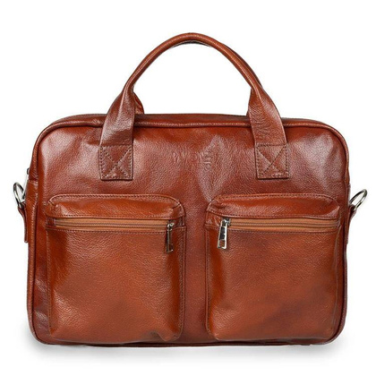 Skórzana torba męska na ramię laptopa 15,6" brązowa - Pavone Nero Bergamo 2423 BR