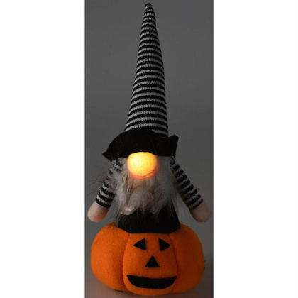 FIGURKA DEKORACYJNA NA DYNI 35CM LED HALLOWEEN  POMARAŃCZOWY