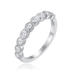 MINET Pierścien srebrny z białymi cyrkoniami wielkość 18