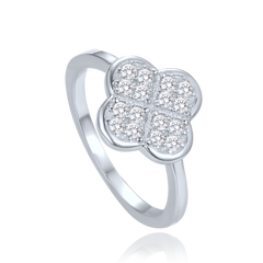 MINET Pierścien srebrny koniczyna z białą masą perłową wielkość 10