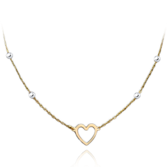 MINET Złoty naszyjnik serce i okrągłe z białego i żółtego złota Au 585/1000 1,60g
