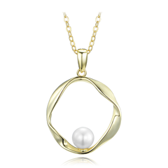 MINET Pozłacany srebrny naszyjnik z naturalnymi perłami