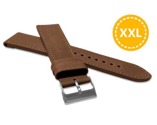 LAVVU XXL Szyty brązowy pasek SPORT z luksusowej skóry Top Grain - 22 XXL