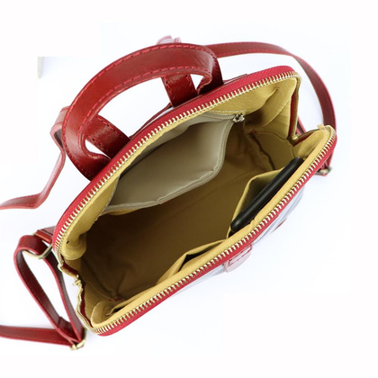 Plecak damski skórzany KEMER 2001 Czarny / Czerwony