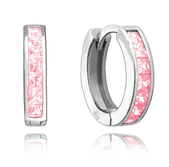 MINET Błyszczące kolczyki srebrne z różowymi cyrkoniami