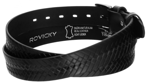 Skórzany pasek męski do garnituru klamra pleciony