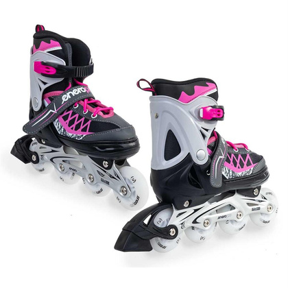 Łyżworolki - wrotki - łyżwy 4 w 1 ENERO PRO LED  38 - 41 Różowo - szare
