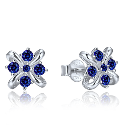 MINET Eleganckie srebrne kolczyki z granatowymi cyrkoniami