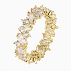 Pierścionek pozłacany stal chirurgiczna platerowana złotem, cyrkonie PST859B