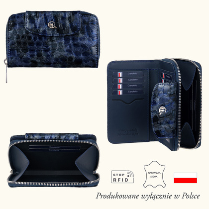 Damski portfel skórzany Canaletto – faktura kropli z RFID | Elegancja i bezpieczeństwo PD1445s288 RFID