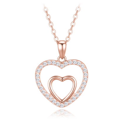 MINET Rose gold naszyjnik srebrny z białymi cyrkoniami