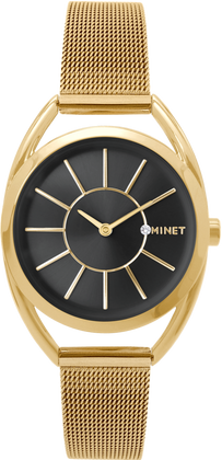 MINET Czarno-złoty damski zegarek ICON BLACK ze stalowym paskiem