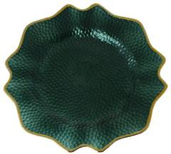 Podtalerz szklany zielony ze złotym brzegiem