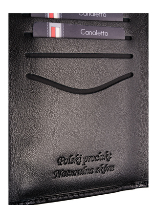 Portfel damski czarny skórzany Canaletto – wzór krokodyla, styl i ochrona RFID PD1201cs76