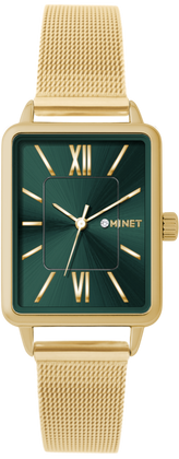 MINET Złoto-zielony damski zegarek SIENA ze złotą stalową bransoletką