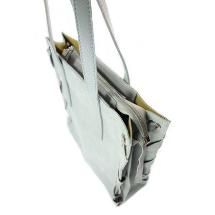 Zamszowa torba Shopper bag ,duży worek, kółka,  Vera Pelle pojemny Szara  WK745G KEMER