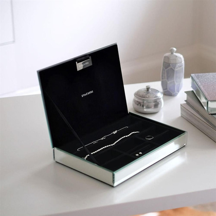 Szkatułka na biżuterię Stackers classic velvet szklana z pokrywką z czarną wyściółką