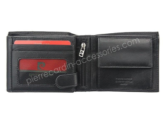 Portfel męski skórzany PIERRE CARDIN TILAK07 325 Czarny / Bordowy