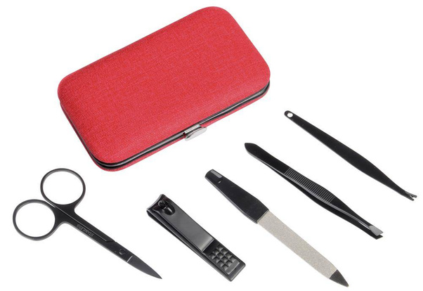 Zestaw do manicure PRETTY IN BLACK, czerwony