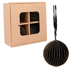 Zestaw 4 bombek papierowych składanych 7cm – głęboka czerń