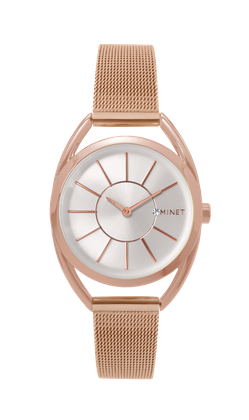 MINET Różowy damski zegarek ROSE GOLD MESH