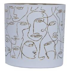 Świecznik szklany w twarze biały mini