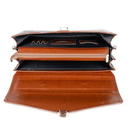 Skórzana teczka męska aktówka na laptopa brązowa - Pavone Nero Modena 2188 BR