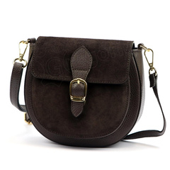 Torebka damska skórzana 25-045 Ciemny brąz