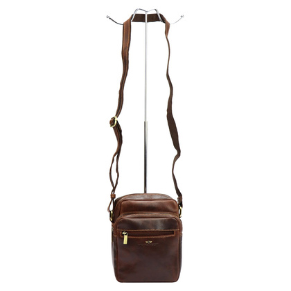 Pojemna, skórzana torba męska z kieszeniami