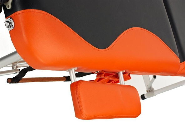 Stół, łóżko do masażu 3-segmentowe aluminiowe dwukolorowe Czarno Pomarańczowe