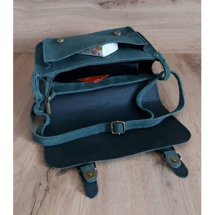 Zamszowa listonoszka ,chlebak  Vera Pelle ,pojemna przewieszka A5 Zielona  VPZ435V