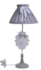 Lampa beżowo biała materiałowy klosz duża