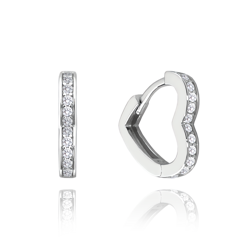 MINET Kolczyki srebrne SERCE z białymi cyrkoniami