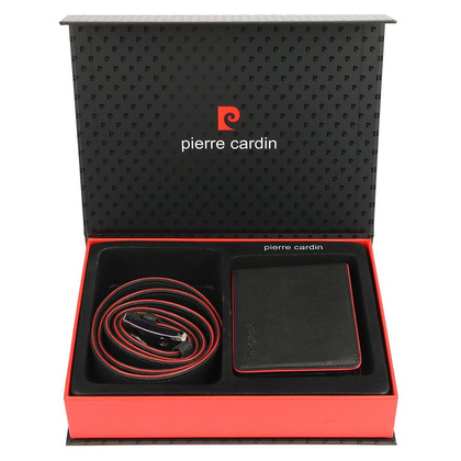 Zestaw prezentowy portfel +pasek Pierre Cardin ZG-104 Czarny / Czerwony