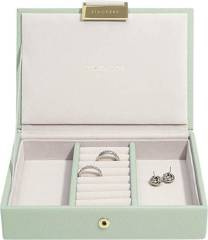 Szkatułka na biżuterię Stackers mini zieleń szałwiowa z pokrywką