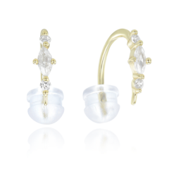 MINET Eleganckie pozłacane srebrne przeciągane kolczyki z białymi cyrkoniami