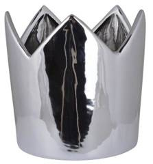 Doniczka korona ceramiczna srebrna duża