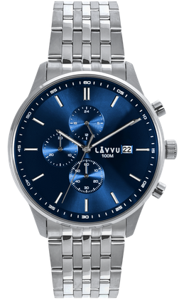 LAVVU Zegarek męski​ YSTAD Chronograph Blue z wodoszczelnością 100M