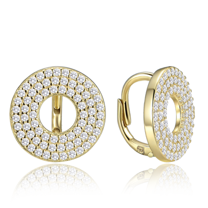 MINET Luksusowe pozłacane kolczyki srebrne z białymi cyrkoniami