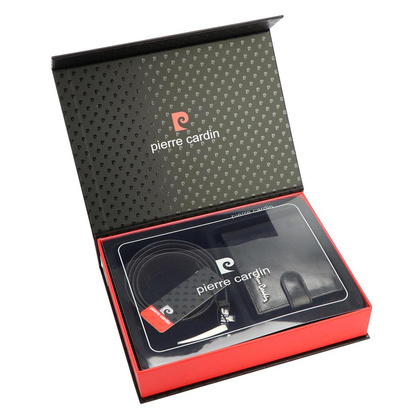 PIERRE CARDIN Zestaw prezentowy Męski Portfel + Pasek ZG-EX-10 130 Czarny