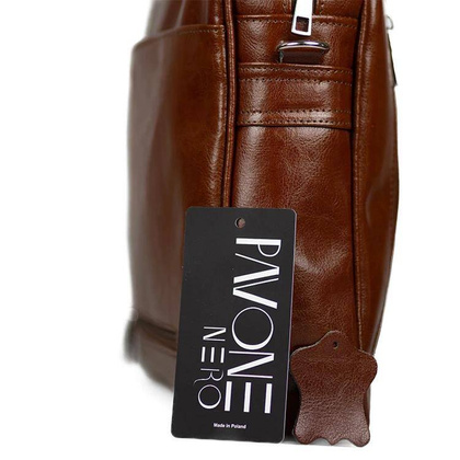 Skórzana torba męska na ramię laptopa 15,6" brązowa - Pavone Nero Monza 2300 BR