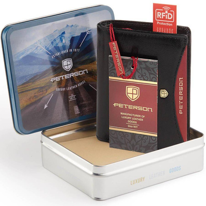Pionowy portfel męski ze skóry naturalnej RFID