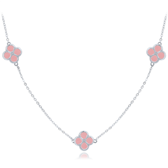 MINET Srebrny naszyjnik koniczyna z jadeitem