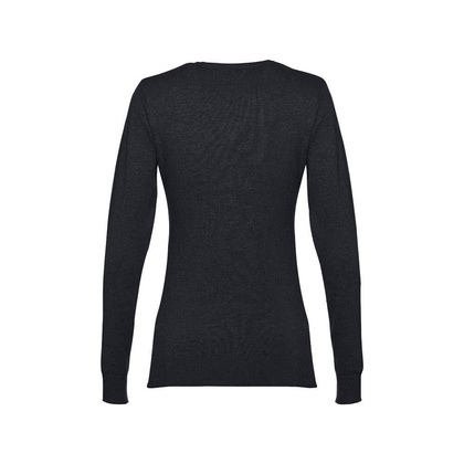 THC MILAN WOMEN. Damski sweter z dekoltem V-neck z bawełny i poliamidu