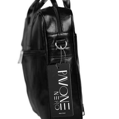 Skórzana torba męska na ramię laptopa 15,6" czarna - Pavone Nero Monza 2317 BL