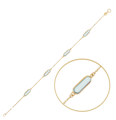 MINET Elegancka złota bransoletka z niebieskimi cyrkoniami Au 585/1000 1,80g