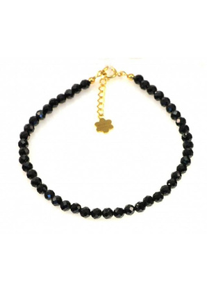 BRANSOLETKA CZARNY TURMALIN OCHRONA 925