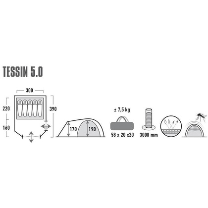 Namiot High Peak Tessin 5 10228 Jasno Szary