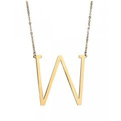 Naszyjnik stal chirurgiczna literka W platerowana złotem NST995W